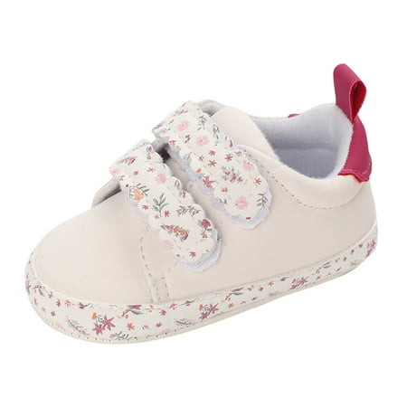

Larisalt Shoes For Girls Baby Boys Girls Canvas Sneakers Toddler Anti-Slip Shoes Infant High-top First Walkers Newborn Crib Shoes White