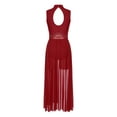 thumbnail image 4 of DPOIS Women Modern Contemporary Dance Dress Sleeveless Mesh Tulle Flowy Maxi Dress Burgundy XXL, 4 of 7