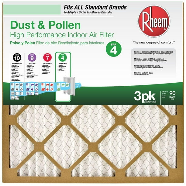 Rheem 20" x 20" x 1" Basic Household Pleated FPR 4 Air Filter (12Pack