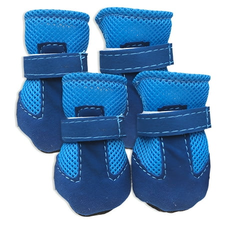 TELOLY 4Pcs Dog Shoes Soft Sole Dog Boots Flexible Design Dog Boots for Small Dogs Blue S