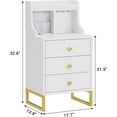 Modern White Nightstand with LED Sensor Light & Charging Station