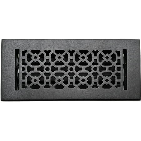 

Achtek 4 x10 Duct (Overall 5-1/2 x11-3/4 ) Solid Cast Aluminum Black Powder Coated Floor Vent Cover | Steel Metal Louver