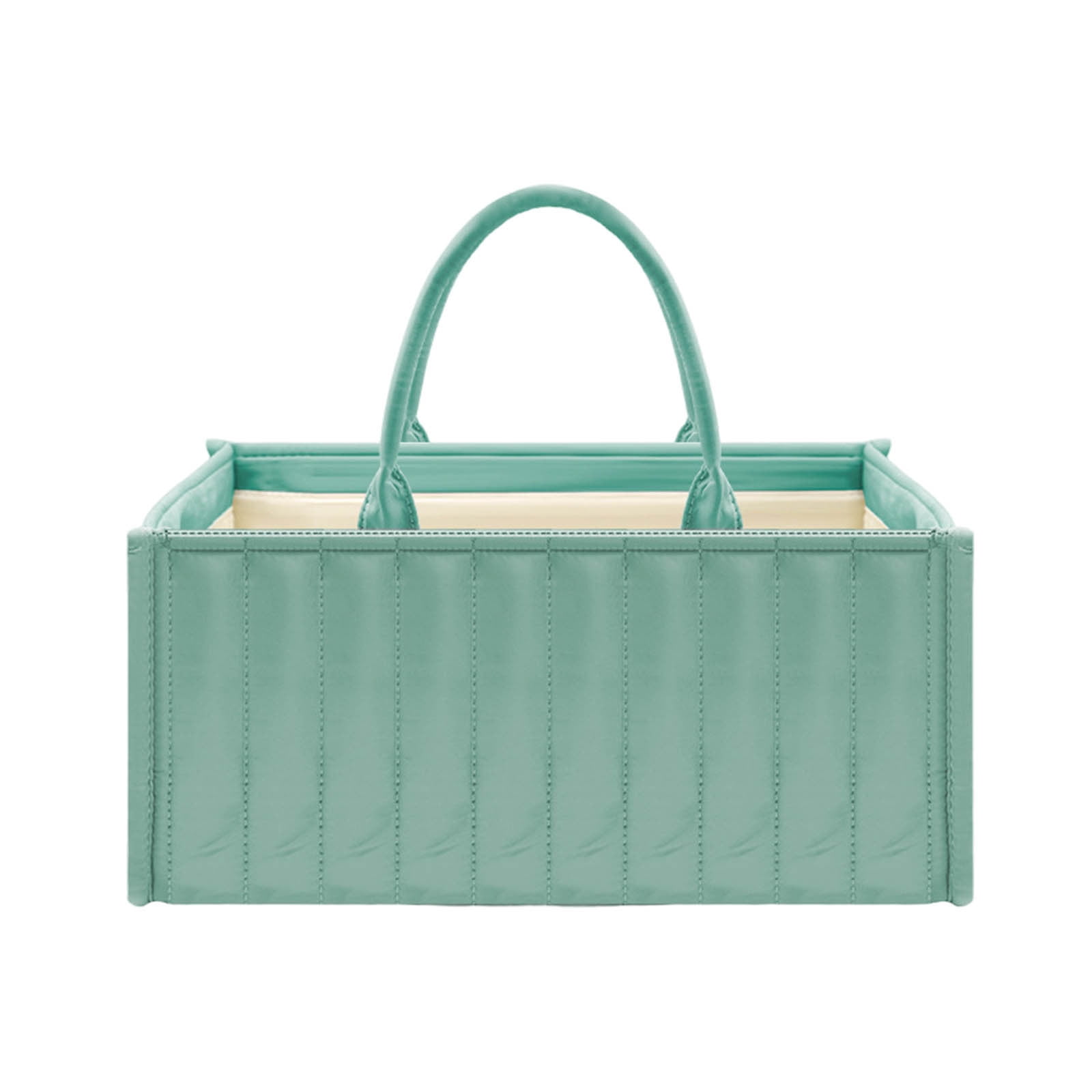 ‌Baby Diaper Organizer Basket with Dividers - Portable 15x10x7 inch Waterproof Storage for Nursery/Car Travel, Multi-Compartment Holder for Wipes/Bottles/Essentials, Green (Model 2025)‌