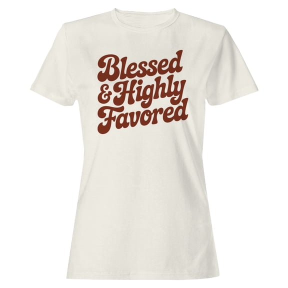 Smartprints Blessed & Highly Favored Women's T-Shirt Off White, Cotton, S