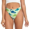 thumbnail image 1 of Fotbe Cute Dinosaur Blue Green Tanga Sin Costuras para Mujer con Estampado – Panties Invisibles, Transpirables y Cómodos para Uso Diario-Small, 1 of 6