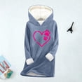 thumbnail image 4 of Kvture Women Sherpa Fleece Pullover Hoodie Cute Print Sweatshirts Winter Warm Hooded Tops Fashion Loungewear Blue Hoodie, 4 of 5