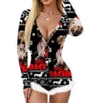 thumbnail image 2 of KelaJuan Women's Christmas Fluffy Trim Romper Sexy Long Sleeve One Piece Pajamas Jumpsuit Bodysuits, 2 of 6