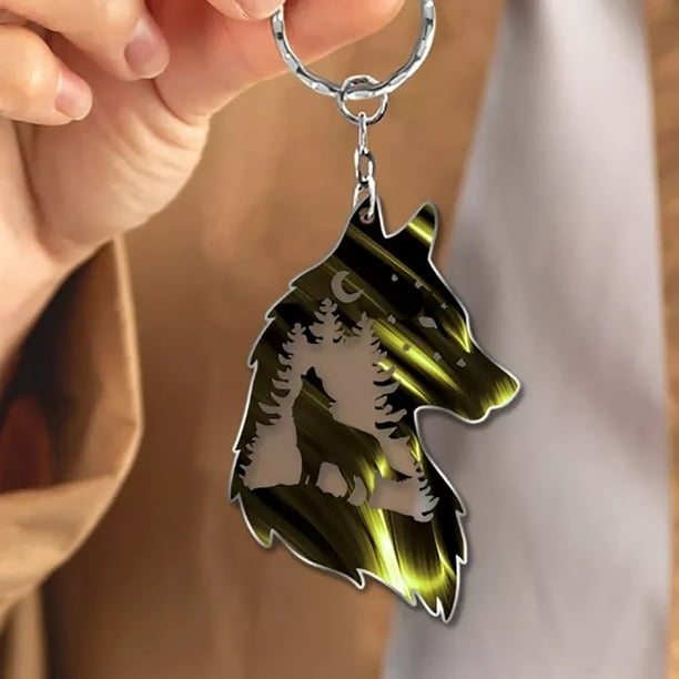 Llavero de Lobo, Decoración de Lobo de La Meseta, Llavero de Lobo de Regalo, Decoración de Llave