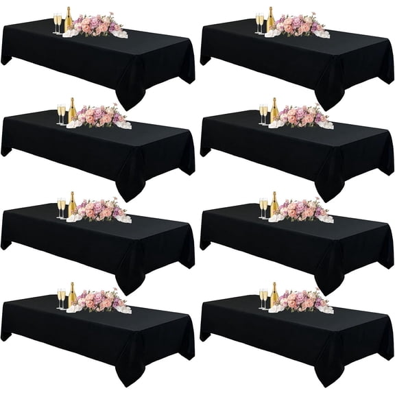 Black Polyester Rectangle Tablecloth 60 x 126 Inch Wrinkle Resistant Washable