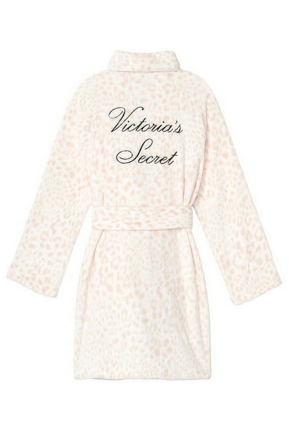 Cozy Short Plush Robe Logo Pink Leopard XL/XXL New