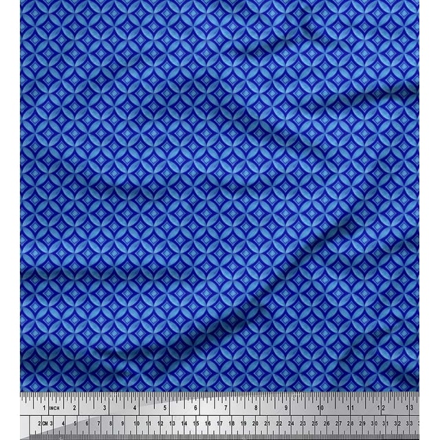 Soimoi Cotton Poplin Fabric Circle & Curve Diamond Geometric Print Fabric by the Yard 56 Inch Wide
