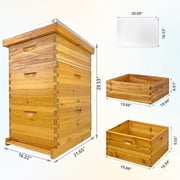 XYJBHB Beehive Starter Kit, 3-Layer Langstroth Bee Hive with Beeswax Coated Foundation, 2 Deep and 1 Medium Boxes, Beginner Friendly