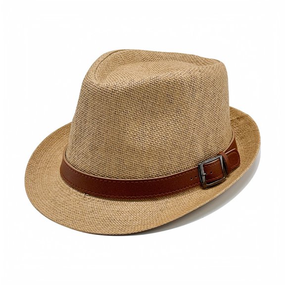 Adjustable Belt Straw Short Brim Sun Hat, Unisex Lightweight Outdoor Beach Hat, Vintage Style Sun Protection Cap, Fashion Headwear for Summer Travel, Holiday and Outdoor Activities