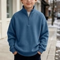 thumbnail image 2 of DJDLJWCJ Boys Sweatshirts Quarter Zipper Long Sleeve Pullover Sweatshirt Lightweight Solid Color Tops Blue Size 3T, 2 of 9