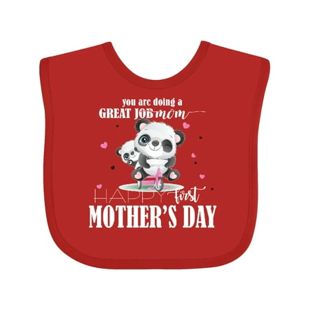 

Inktastic Cute Pandas Happy First Mother s Day Gift Baby Boy or Baby Girl Bib