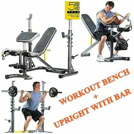 Golds Gym Olympic Bench Weight and Power Rack Home Gym Total Body Workout NEW