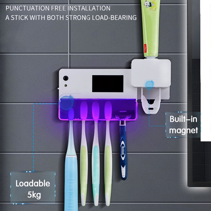 Automatic UV Sterilizer Toothbrush Holder Toothpaste Dispenser Squeezer 