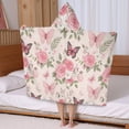 thumbnail image 5 of Pink Butterfly Floral Bow White Pattern Hooded Bath Towel，50"x30" for Ages 3 To 12 Kids, Quick Dry Lightweight Soft Microfiber Hood Beach Towel Cover Up for Kids, 5 of 7