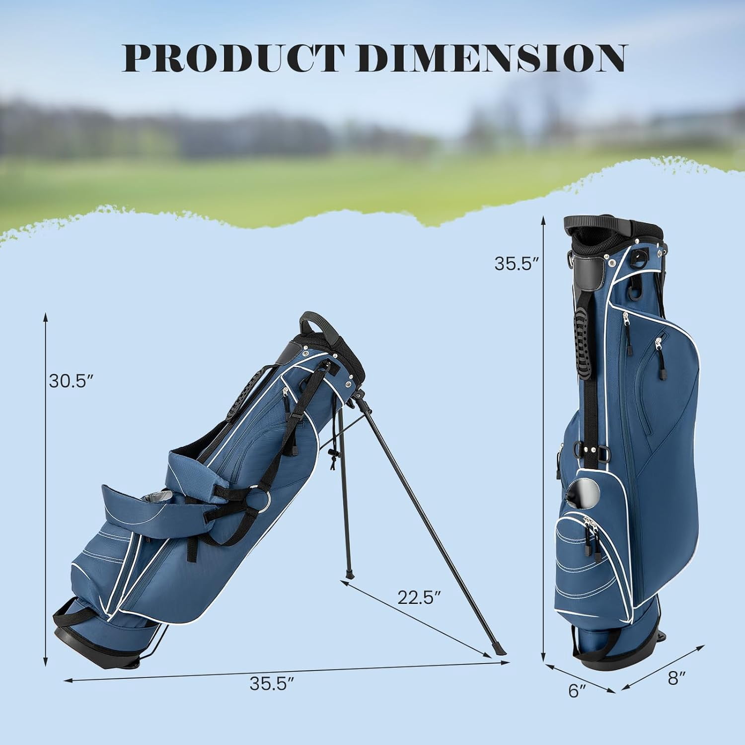Golf Stand Bag, Lightweight Organized Golf Bag, Easy Carry Shoulder Bag with 4 Way Dividers and 4 Pockets for Extra Storage