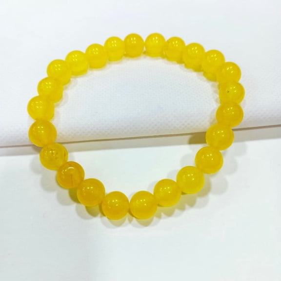 ROYALGEMSTONE yellow calcite round smooth beads Yellow Jade Bracelet, Jade Gemstone Bracelet