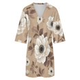 thumbnail image 5 of Vintage Floral Pattern Womens Dress With Pockets Summer V Neck 3/4 Sleeve Dress Plus Size Loose Dress, 5 of 7