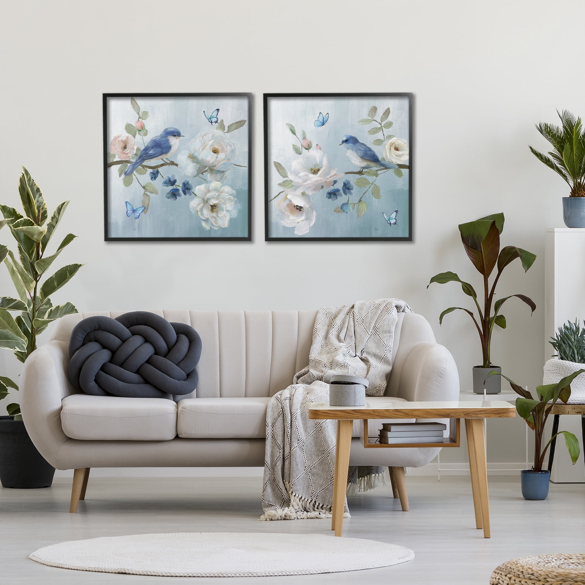 Stupell Industries Nature's Tranquility Florals 2 Piece Black Framed Giclee Art Set, design by Nan