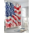 thumbnail image 3 of Fsddascl American Flag Shower Curtain Set - Extra Long 72" x 96" Bathtub Curtain with 12 Hooks, Abstract Oil Painting Farmhouse USA Flag Waterproof Fabric Stall Shower Curtains for Bathroom/Bathtub, 3 of 6