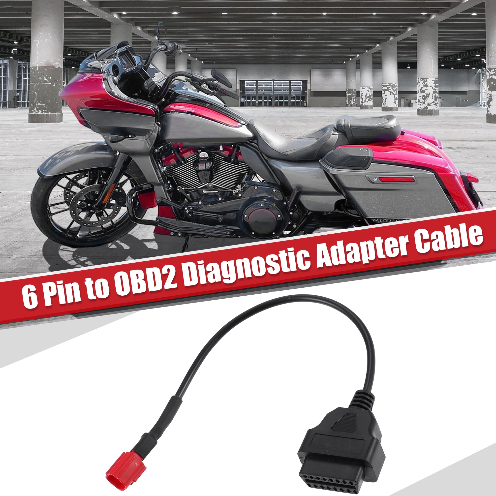 Unique Bargains 6 Pin to OBDII Cable for Honda for Yamaha for Harley OBD2 Scanner