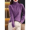 thumbnail image 2 of Maydear Womens High Lapel Neck Cable Sweater, Casual Long Sleeve Pullover Tops, 2 of 5
