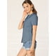 thumbnail image 4 of Camisa de Manga Corta Allegra K con Botones y cuello Peter Pan Azul polvoriento XS, 4 of 6