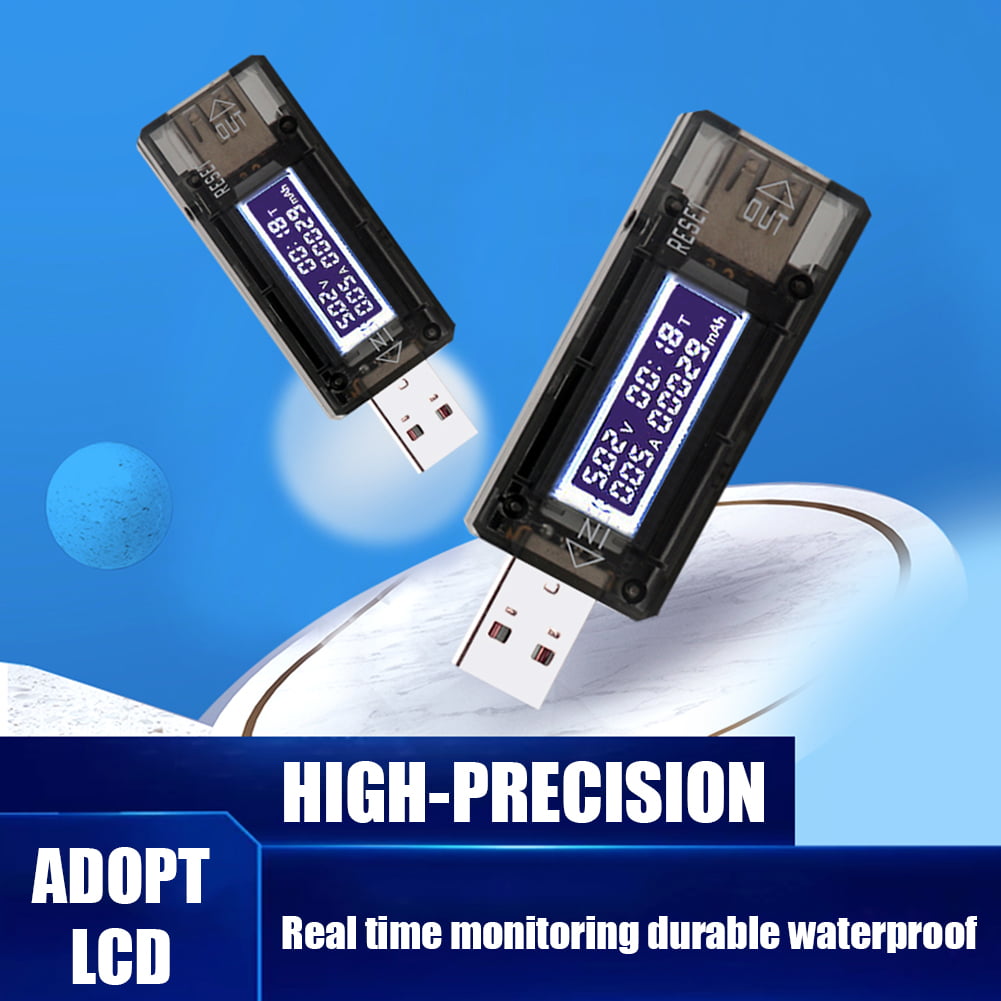 NoyoKere USB Tensión y Probador,USB Detector Voltímetro Amperímetro,Cargador USB con Pantalla LCD 