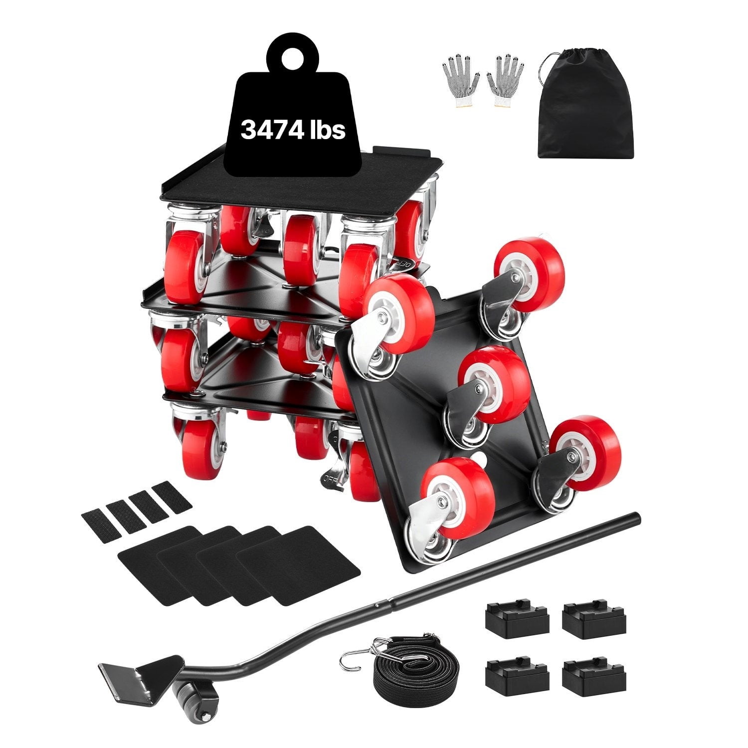 General Furniture Dolly Heavy Duty Furniture Mover with 5 Wheels 3474 lbs Capacity