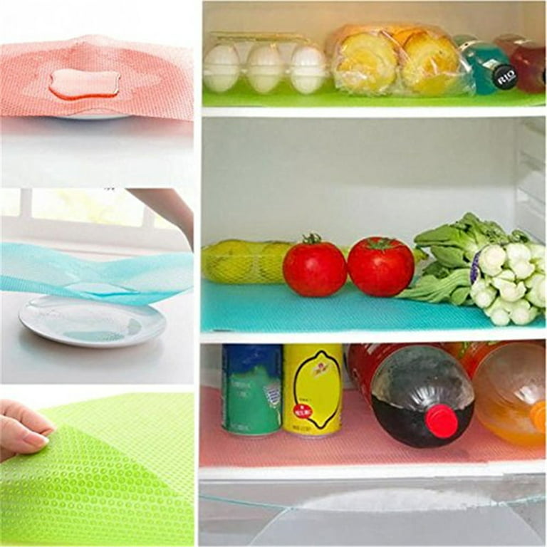 4 Pack Refrigerator Liners Refrigerator Mats, Washable Fridge Mats  Waterproof Fridge Pads Mat Shelves Table Drawer Liners, 17.7 x 11.4 Mixed  Color 