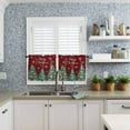 thumbnail image 6 of Christmas Trees Kitchen Curtains and Valances Set, Rod Pocket Curtains Tier Farmhouse Window Curtains 36 Inch Length, Snowflake Red Black Buffalo Plaid Xmas 3 Piece Kitchen Curtains Set, 6 of 6