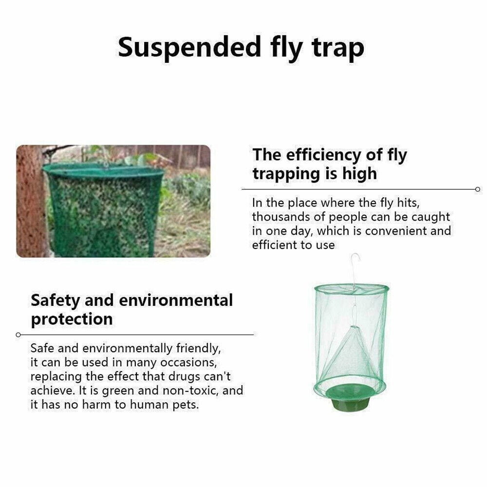 Lohoms Ranch Fly Traps, 10 Packs Outdoor Fly Trap Catcher Killer Bug Pest Cage Net, Reusable Hanging Fly Trap, For Horses