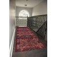 thumbnail image 1 of Custom Size Rug Runner Traditional Vintage Distressed Looks Medallion Design Hotel Quality Cut To Size Canvas Backing Red and Navy Blue Runner Rugs, Customize Length by Feet and 26" or 35" Width, 1 of 10