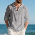 thumbnail image 2 of Yaoyar Hooded Half Button Beach Casual Pullover for Men, Long Sleeve Top with Drawstring Hood and Chest Pocket, Crafted for Unwinded Relaxation and Vacation Style, 2 of 8