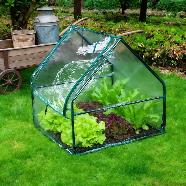 Mini Serre Portable pour Usage Intérieur Extérieur, Plastique Transparent, 92x90x90 cm, Résistante aux Intempéries avec Ventilation, Assemblage Facile pour Plantes, Herbes, Fleurs