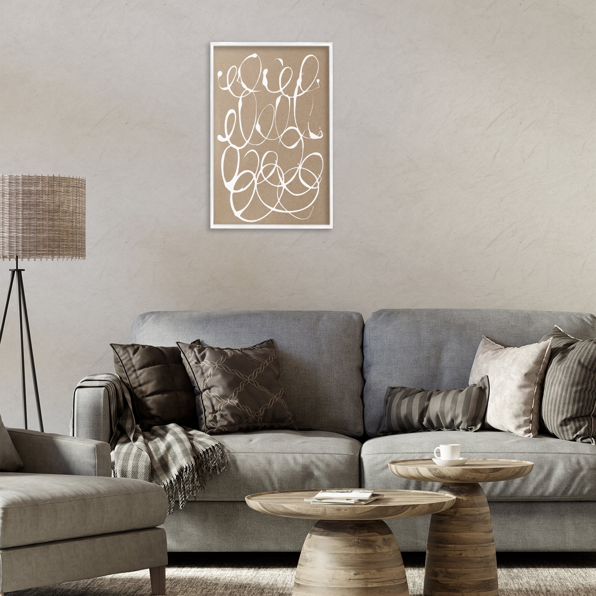 Stupell Industries Scribbled Taupe Circles White Framed Giclee Art, design by Susan Bryant