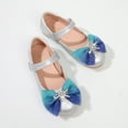 thumbnail image 2 of LNMQLPDBS Toddler Girl Dress Shoes Gradient Tulle Bowknot Decoration Shining Dance Shoes Adjustable Band Flat Anti-Slip Loafers Shoes Girls Princess Shoes for Wedding Party Blue 2.5 Years, 2 of 6