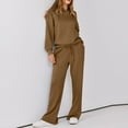 thumbnail image 5 of ibuvkizy Two Piece Sets for Women!Women Solid Color Fashionable and Casual Comfortable Long Sleeved Hoodie with Hat+wide Leg Straight Leg Pants Long Sleeved Hooded Set Brown,XXL, 5 of 9