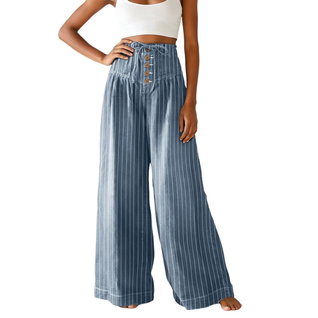 HSMQHJWE Jeans à Jambe Grand pour Femmes Taille Haute Raccourcis à Enfiler Jeans Taille Élastique à Cordon Pantalon en Denim Extensible