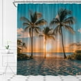 thumbnail image 4 of Ocean Beach Sunset Shower Curtain Tropical Palm Tree Seaside Seascape Coastal Exotic Nature Scenery Landscape Bathroom Decor Set with Hooks-72"W x 86"L (Pack of 1), 4 of 7