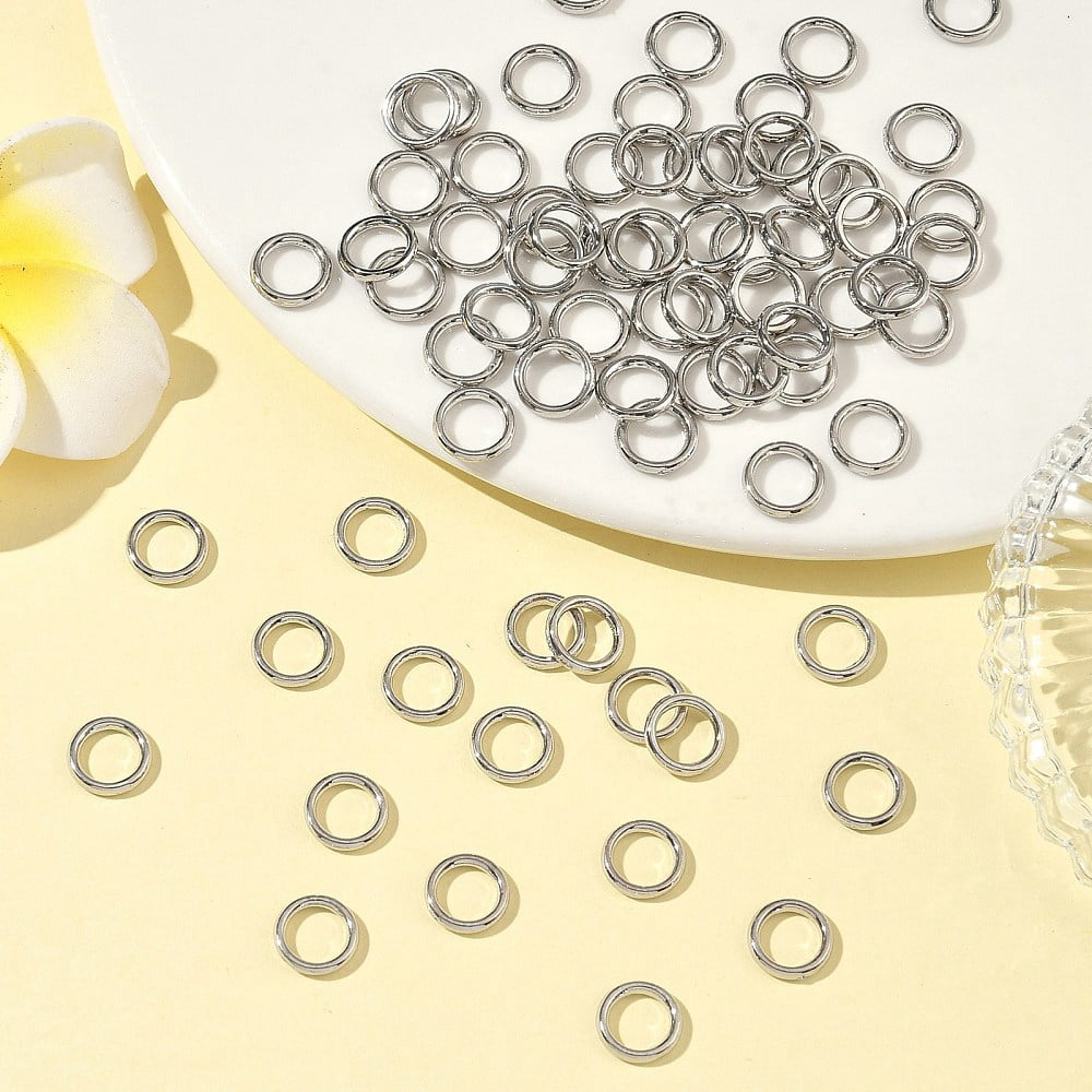 1500 pc Alloy Soldered Closed Jump Rings Round Cadmium Free & Lead Free Platinum 8x1.5mm 15 Gauge Inner Diameter: 5.5mm