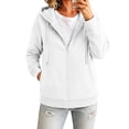 thumbnail image 5 of Women Full Zip Hooded Jacket Sevevn Drawstring Dual Side Pockets Long Sleeve Loose Casual Sweatshirt Outerwear For Spring Fall Daily Wear, 5 of 9
