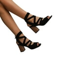thumbnail image 2 of Lovskoo 2024 Women's High Heels Shoes Open Toe Strappy Lace Up Heels for Wedding Prom Party Gown Shoes Black, 2 of 6