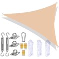 thumbnail image 1 of Triangle Sun Shade Sail with Fixing Kit, 95% UV Block Polyester Sunscreen Canopy for Garden Beach Patio, Durable Waterproof Sunsail with Free Ropes,Sand,5x5x5m, 1 of 8
