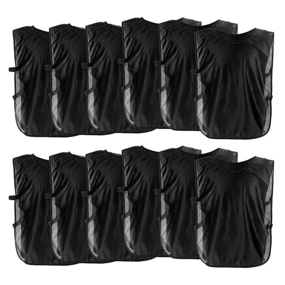 Uxcell Soccer Pinnies Training Vest 22 x 14 Inch Team Practice Pinnies Jersey Black 12 Pack