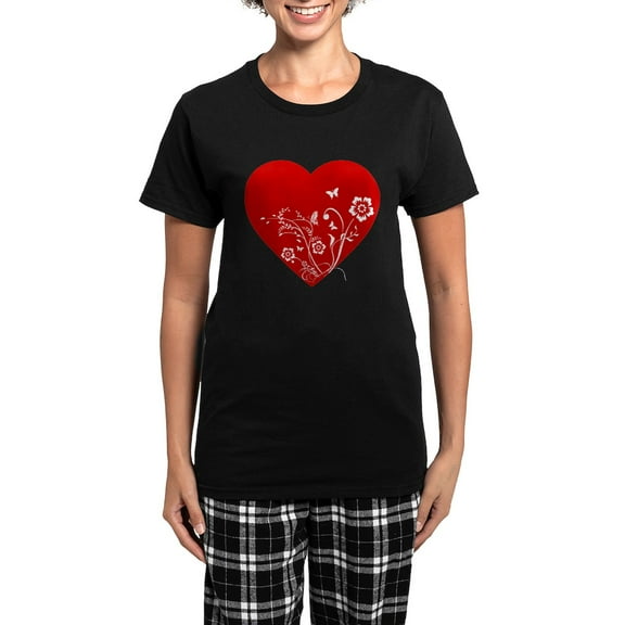 CafePress - Heart Women's Dark Pajamas - Women's Short Sleeve Print T-Shirt and Pants Dark Cotton Pajama Set