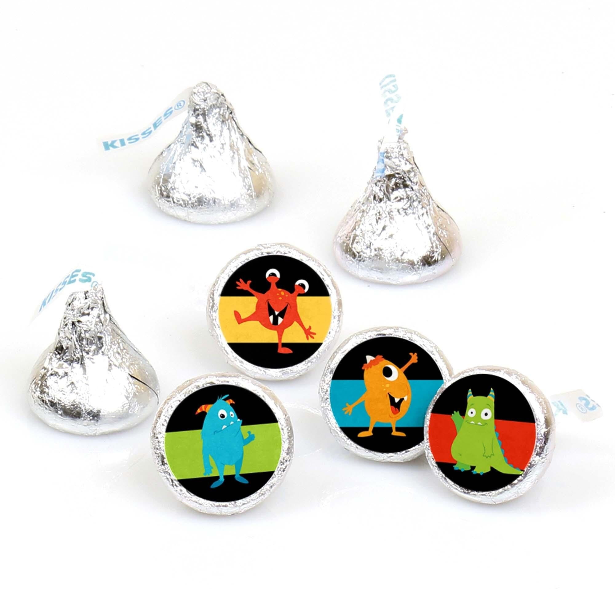 Big Dot of Happiness Monster Bash - Birthday Party or Baby Shower Round Candy Sticker Favors - Labels Fit Hershey's Kisses 108 Ct
